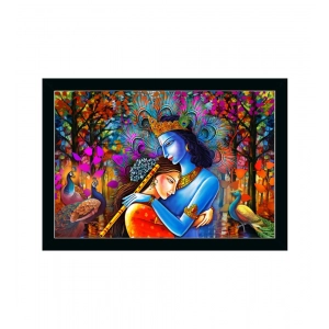 Generic Radha Krishna Painting with Synthetic Photo Frame (Multicolor)
