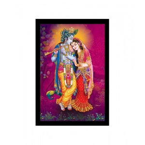 Generic Radha Krishna Painting with Synthetic Photo Frame (Multicolor)