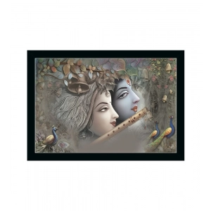 Generic Radha Krishna Painting with Synthetic Photo Frame (Multicolor)