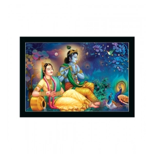 Generic Radha Krishna Painting with Synthetic Photo Frame (Multicolor)