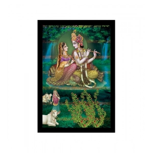 Generic Radha Krishna Painting with Synthetic Photo Frame (Multicolor)