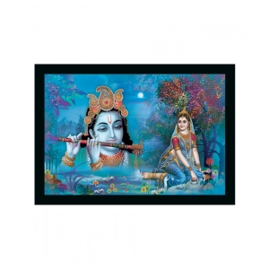 Generic Radha Krishna Painting Vinyl Sparkle Coated with Synthetic Photo Frame (Multicolor)