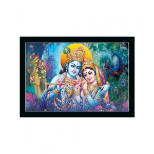 Generic Radha Krishna Painting with Synthetic Photo Frame (Multicolor)