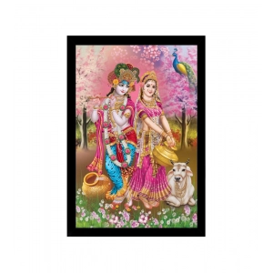 Generic Radha Krishna Painting with Synthetic Photo Frame (Multicolor)