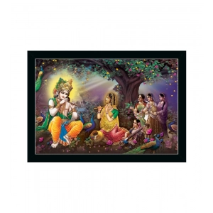 Generic Radha Krishna Painting with Synthetic Photo Frame (Multicolor)