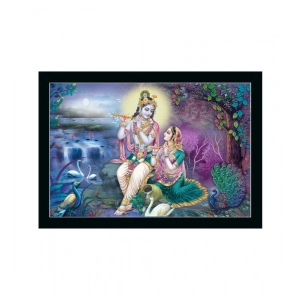 Generic Radha Krishna Painting with Synthetic Photo Frame (Multicolor)