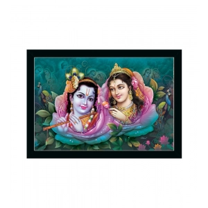 Generic Radha Krishna Painting with Synthetic Photo Frame (Multicolor)