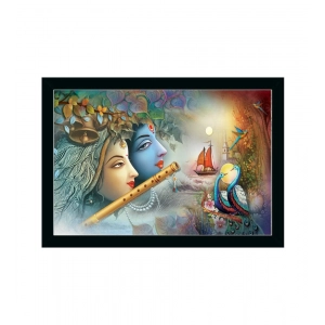 Generic Radha Krishna Painting with Synthetic Photo Frame (Multicolor)