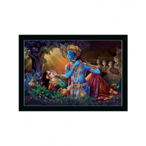 Generic Radha Krishna Painting with Synthetic Photo Frame (Multicolor)