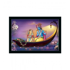 Generic Radha Krishna Painting with Synthetic Photo Frame (Multicolor)