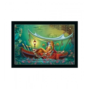 Generic Radha Krishna Painting with Synthetic Photo Frame (Multicolor)