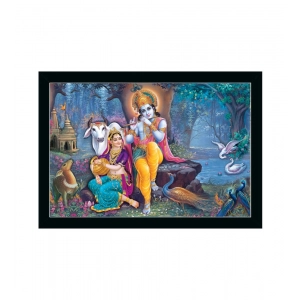 Generic Radha Krishna Painting with Synthetic Photo Frame (Multicolor)