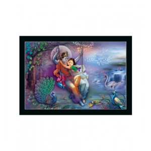 Generic Radha Krishna Painting with Synthetic Photo Frame (Multicolor)