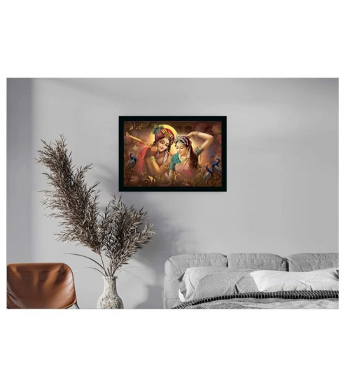 Generic Radha Krishna Painting with Synthetic Photo Frame (Multicolor)