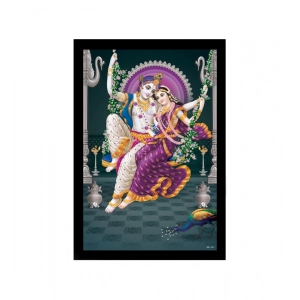 Generic Radha Krishna Painting with Synthetic Photo Frame (Multicolor)