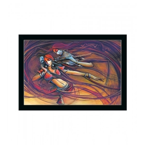 Generic Radha Krishna Painting with Synthetic Photo Frame (Multicolor)