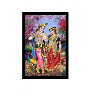 Generic Radha Krishna Painting with Synthetic Photo Frame (Multicolor)