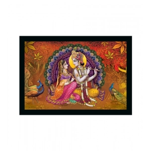 Generic Radha Krishna Painting with Synthetic Photo Frame (Multicolor)