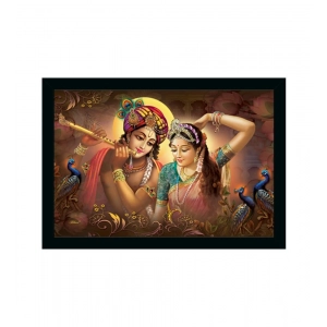 Generic Radha Krishna Painting Vinyl Sparkle Coated with Synthetic Photo Frame (Multicolor)