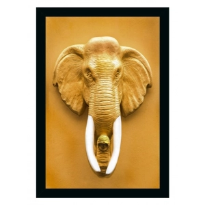 Generic Elephant Painting Vinyl Sparkle Coated with Synthetic Photo Frame (Multicolor)