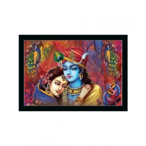Generic Radha Krishna Painting with Synthetic Photo Frame (Multicolor)