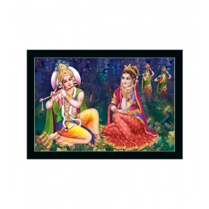 Generic Radha Krishna Painting with Synthetic Photo Frame (Multicolor)