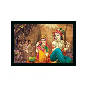 Generic Radha Krishna Painting with Synthetic Photo Frame (Multicolor)
