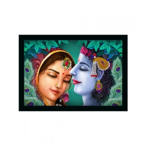 Generic Radha Krishna Painting Vinyl Sparkle Coated with Synthetic Photo Frame (Multicolor)