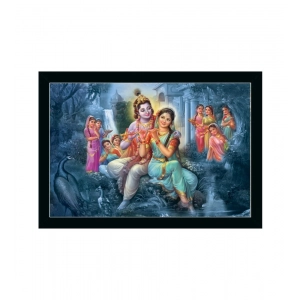 Generic Radha Krishna Painting with Synthetic Photo Frame (Multicolor)