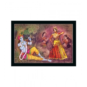 Generic Radha Krishna Painting with Synthetic Photo Frame (Multicolor)