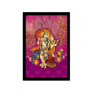 Generic Radha Krishna Painting with Synthetic Photo Frame (Multicolor)