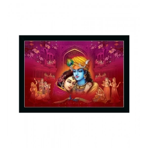 Generic Radha Krishna Painting with Synthetic Photo Frame (Multicolor)