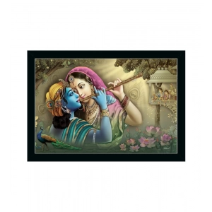 Generic Radha Krishna Painting with Synthetic Photo Frame (Multicolor)