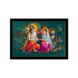 Generic Radha Krishna Painting with Synthetic Photo Frame (Multicolor)