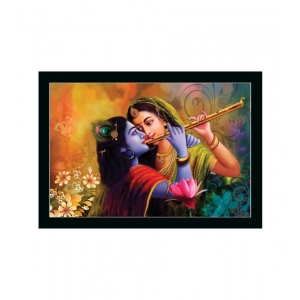 Generic Radha Krishna Painting with Synthetic Photo Frame (Multicolor)