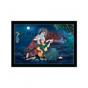 Generic Radha Krishna Painting with Synthetic Photo Frame (Multicolor)