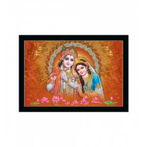 Generic Radha Krishna Painting with Synthetic Photo Frame (Multicolor)