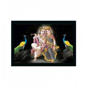 Generic Radha Krishna Painting Vinyl Sparkle Coated with Synthetic Photo Frame (Multicolor)