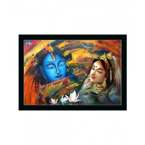 Generic Radha Krishna Painting with Synthetic Photo Frame (Multicolor)