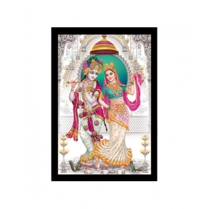 Generic Radha Krishna Painting with Synthetic Photo Frame (Multicolor)