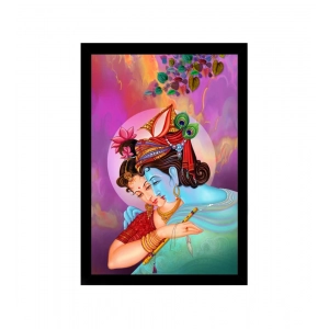 Generic Radha Krishna Painting with Synthetic Photo Frame (Multicolor)