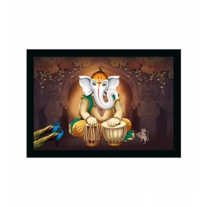 Generic Ganesh Photo with Synthetic Photo Frame (Multicolor)