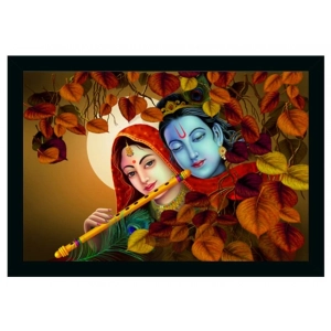 Generic Radha Krishna Painting Vinyl Sparkle Coated with Synthetic Photo Frame (Multicolor)