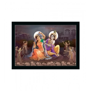 Generic Radha Krishna Painting with Synthetic Photo Frame (Multicolor)
