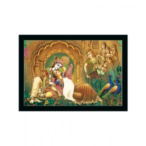 Generic Radha Krishna Painting with Synthetic Photo Frame (Multicolor)