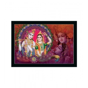 Generic Radha Krishna Painting with Synthetic Photo Frame (Multicolor)