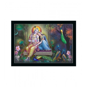 Generic Radha Krishna Painting with Synthetic Photo Frame (Multicolor)