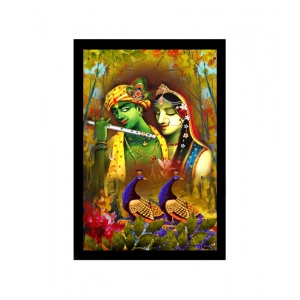 Generic Radha Krishna Painting with Synthetic Photo Frame (Multicolor)