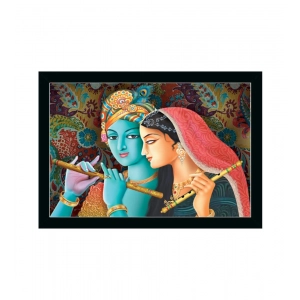 Generic Radha Krishna Painting with Synthetic Photo Frame (Multicolor)
