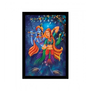 Generic Radha Krishna Painting with Synthetic Photo Frame (Multicolor)